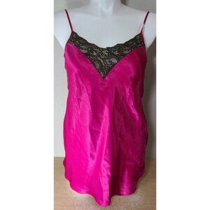 Vtg Fantasies Morgan Taylor Women's Sleeveless Satin Nightgown Lace Neck Pink M